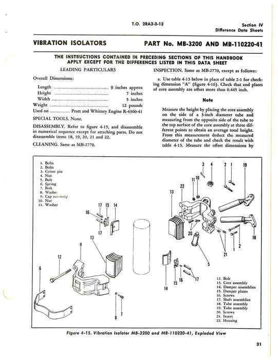 Vibration Isolators MB Series Vibration Isolators Overhaul Manual (2RA3-3-13)