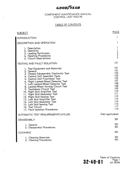 Goodyear AP-294 Skid Control Unit Component Maintenance Manual With Illustrated Parts