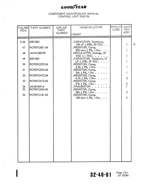 Goodyear AP-294 Skid Control Unit Component Maintenance Manual With Illustrated Parts