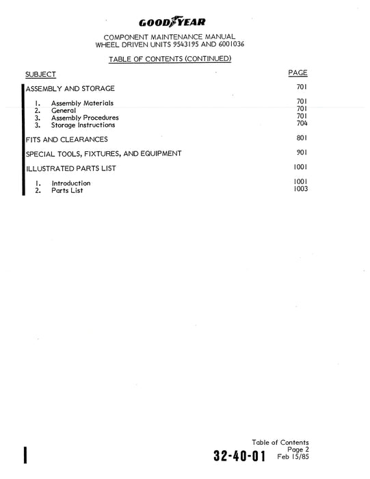 Goodyear AP-295 Wheel Driven Unit Component Maintenance Manual With Illustrated Parts List