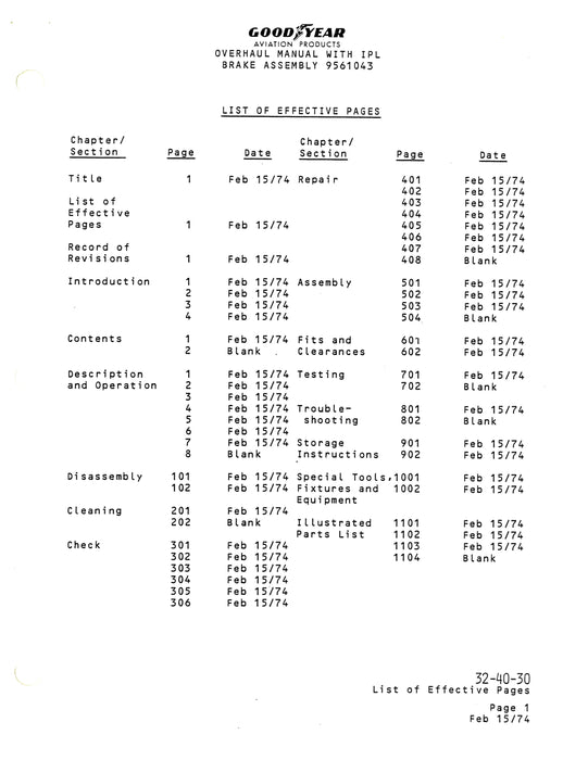 Goodyear AP-328 Brake Assembly Overhaul with Illustrated Parts List