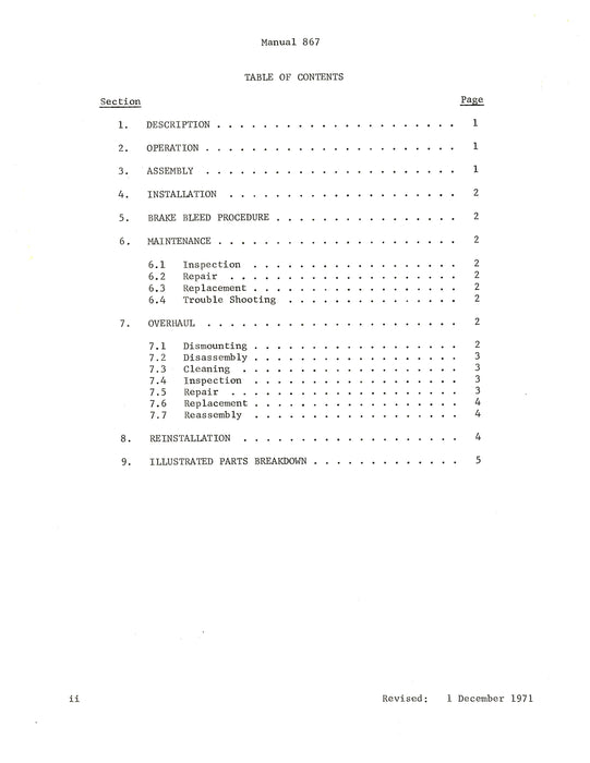 B.F. Goodrich 2-1103 Single Disk Brake with 230-14 Torque Ring Assembly Installation, Maintenance, Overhaul Manual (867)