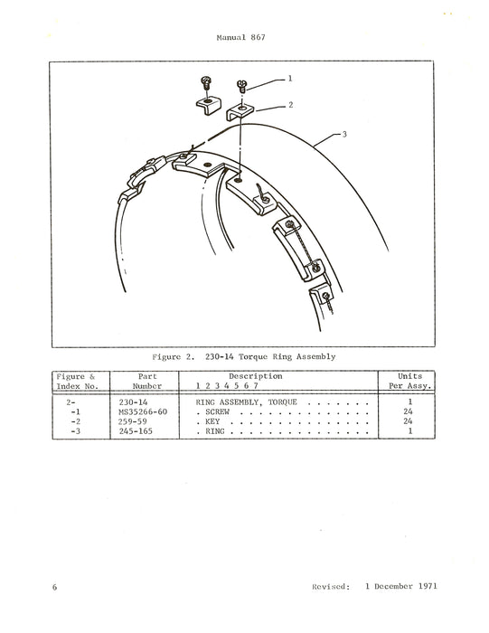 B.F. Goodrich 2-1103 Single Disk Brake with 230-14 Torque Ring Assembly Installation, Maintenance, Overhaul Manual (867)