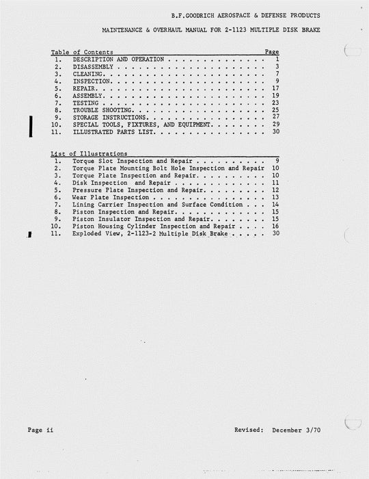 B.F. Goodrich 2-1123-2 Multiple Disk Brake Maintenance And Overhaul Manual 567 (567)