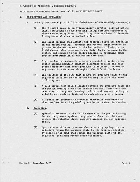 B.F. Goodrich 2-1123-2 Multiple Disk Brake Maintenance And Overhaul Manual 567 (567)