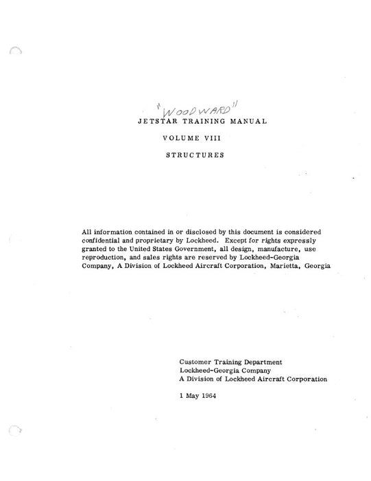 Lockheed Jetstar Training Manual Volume 8 Structures