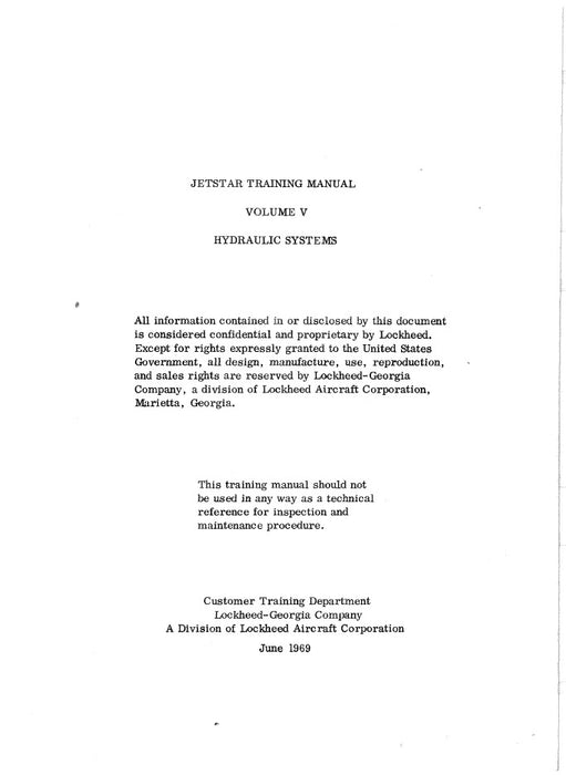 Lockheed Jetstar Training Manual Volume 5 Hydraulic Systems