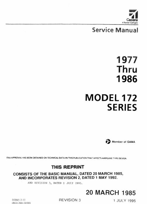 Cessna Model 172 Series 1977-1986 Service/Maintenance Manual
