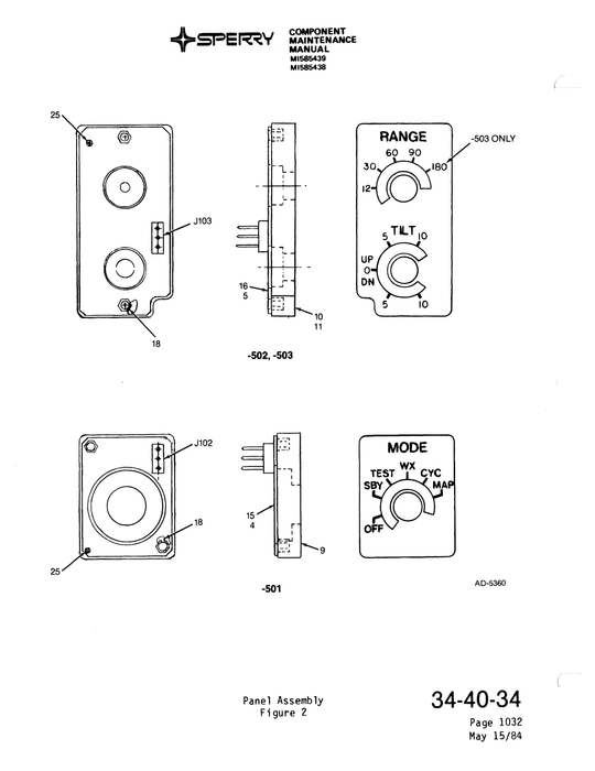 Sperry Primus-150 Model No. DI-1007, DI-1008 Part No. MI585438, MI585439 MI585438-1, MI585439-1 Component Maintenance Manual with Illustrated Parts List