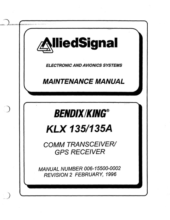 Bendix King KLX 135-135A Maintenance Manual 006-15500-0002