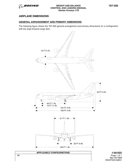 Boeing 767-200 Weight and Balance Control and Loading Manual