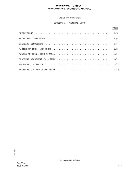 Boeing 757-200 Performance Engineers Manual 1985