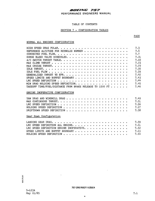 Boeing 757-200 Performance Engineers Manual 1985