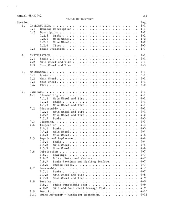 Beech 90, A90, 88, B80, H18 Main Wheels, Brakes, Tires, Nose Wheel & Tire Maintenance Instructions  (98-33442)