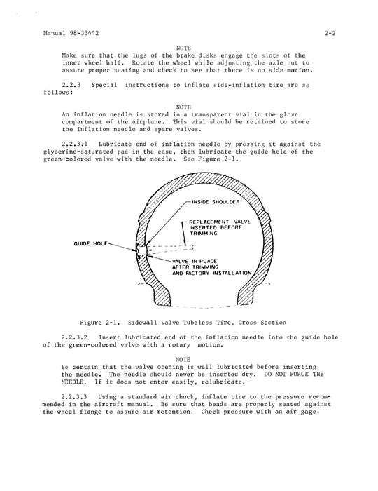 Beech 90, A90, 88, B80, H18 Main Wheels, Brakes, Tires, Nose Wheel & Tire Maintenance Instructions  (98-33442)