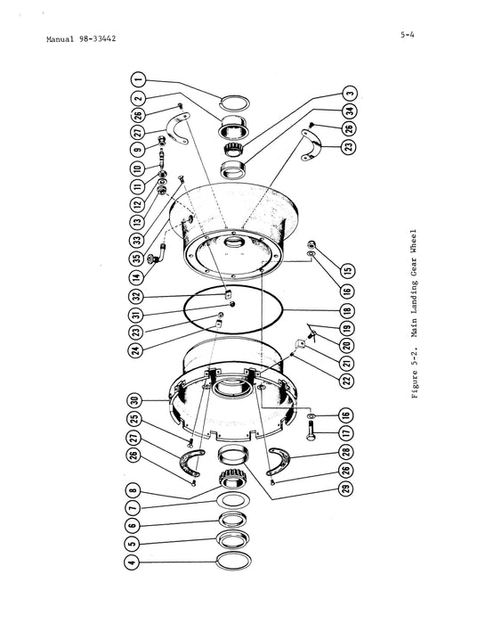 Beech 90, A90, 88, B80, H18 Main Wheels, Brakes, Tires, Nose Wheel & Tire Maintenance Instructions  (98-33442)