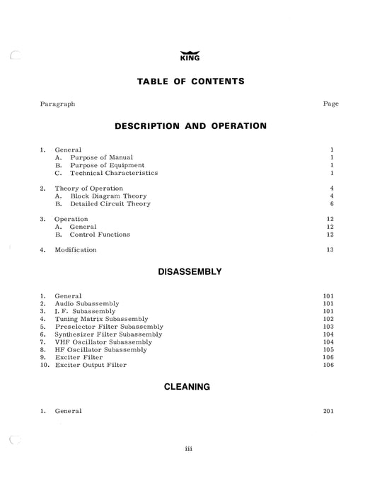King KTR-900 VHF Comm Transceiver Overhaul Manual (006-5006-00)