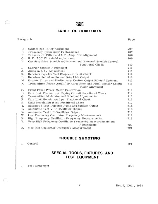 King KTR-900 VHF Comm Transceiver Overhaul Manual (006-5006-00)