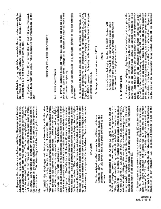 Vickers Hydraulic Accumulators AA-14000, AA-14300 & AS-14300 Overhaul Manual