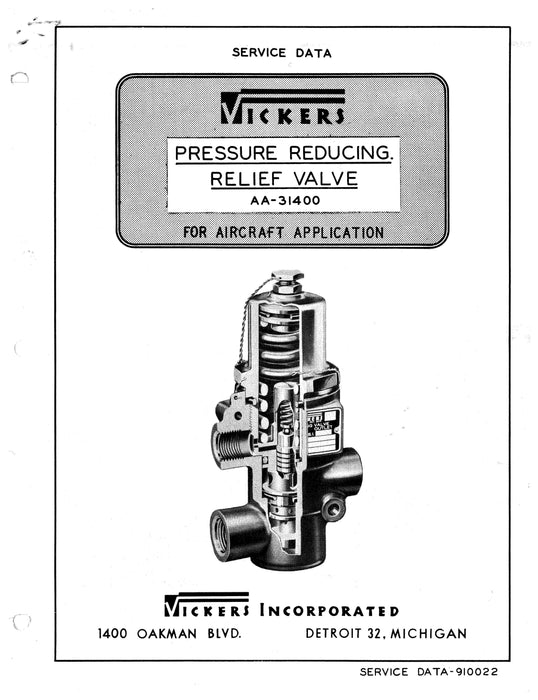Vickers Pressure Reducing Relief Valve AA-31400 Service Data