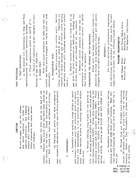 Vickers Pressure Reducing Relief Valve AA-31400 Service Data