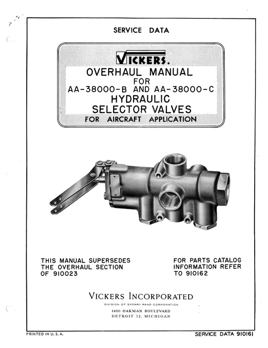 Vickers Hydraulic Selector Valves AA-38000-B, AA-38000-C Overhaul Manual