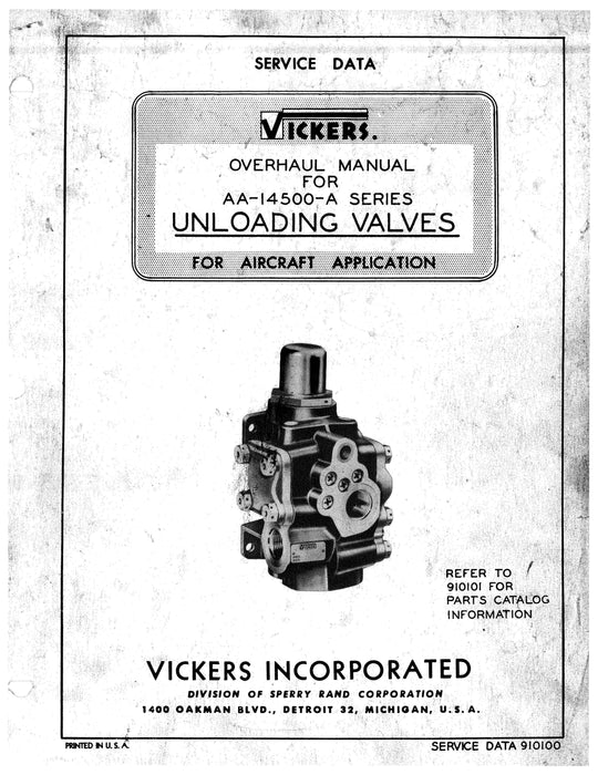 Vickers Unloading Valves AA-14500-A Series Overhaul Manual