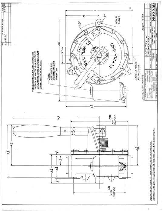 Romec Hand Starting and Emergency Pumps Model RG-3250, Type D-6 Installation, Service, Overhaul