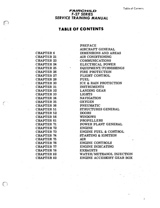 Fairchild F-27 Series Service Training Manual 1974