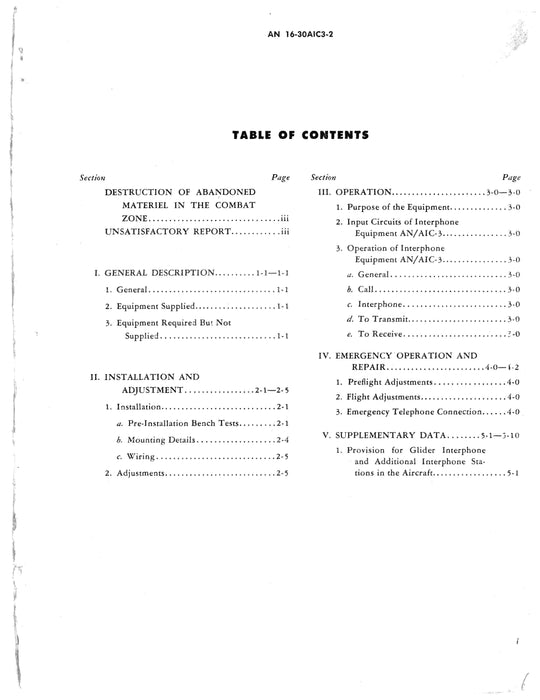 Interphone Equipment AN/AIC-3 Handbook of Operating Instructions 1945 AN 16-30AIC3-2