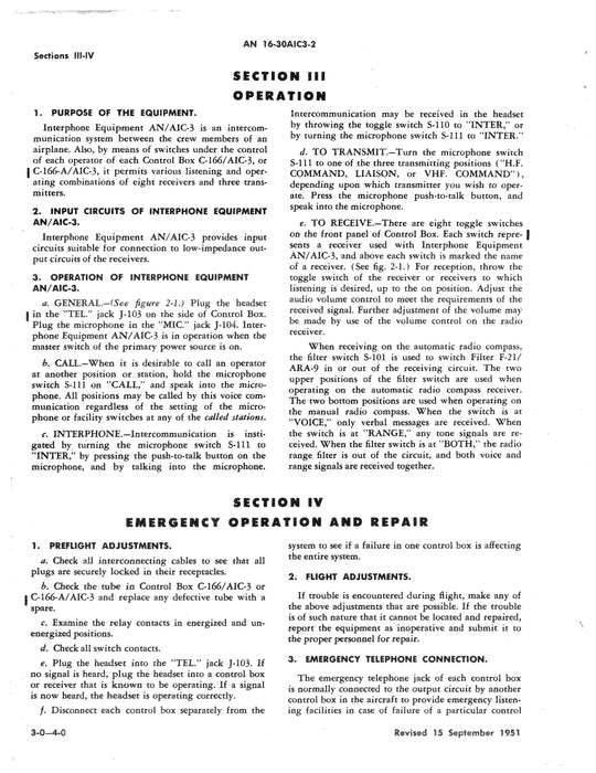 Interphone Equipment AN/AIC-3 Handbook of Operating Instructions 1945 AN 16-30AIC3-2