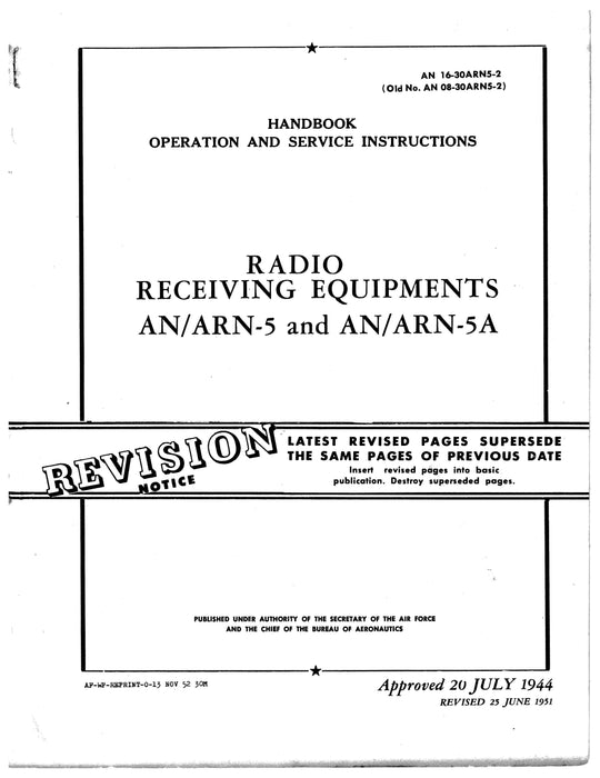 Radio Receiving Equipment AN/ARN-5 & AN/ARN-5A Operation & Service AN 16-30ARN5-2