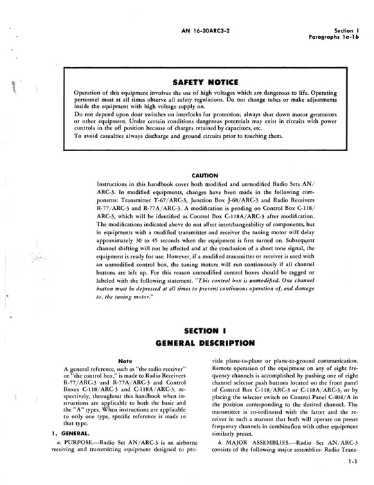 Radio Set AN/ARC-3 Operating Instruction AN 16-30ARC3-2