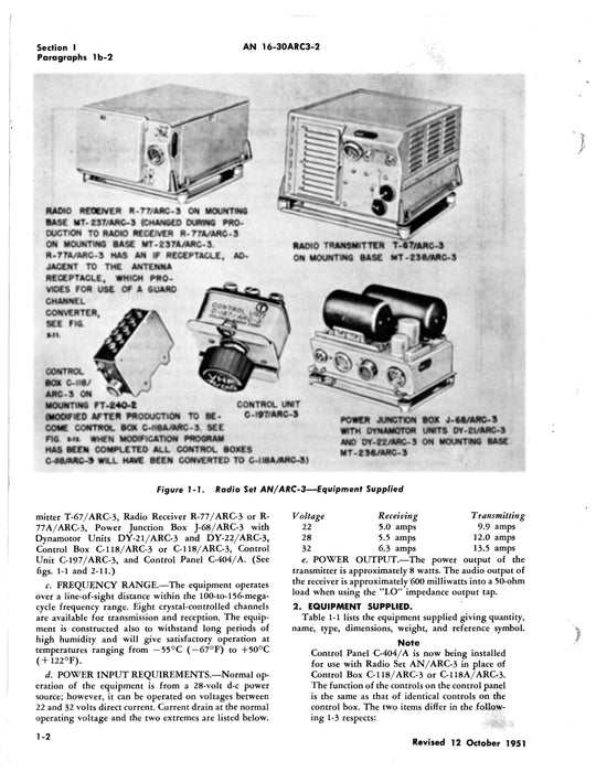 Radio Set AN/ARC-3 Operating Instruction AN 16-30ARC3-2