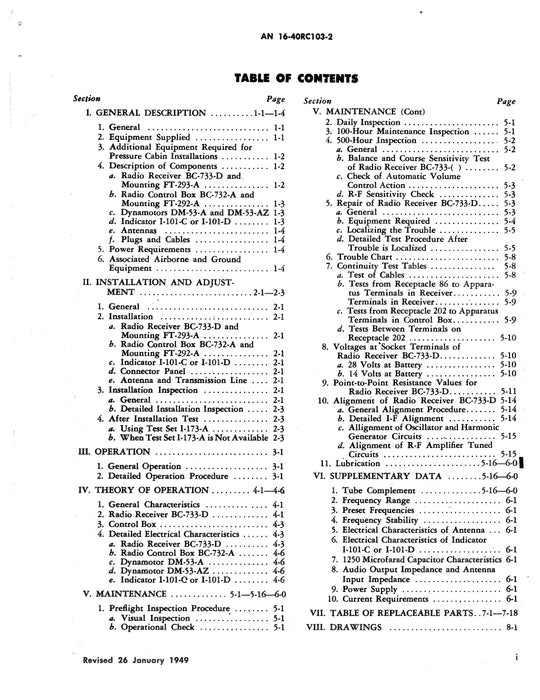 Radio Receiving Equipment RC-103-A and RC-103-AZ Maintenance Instructions AN 16-40RC103-2