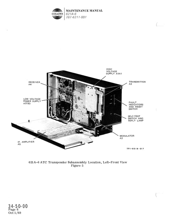 Collins 621A-6 ATC Transponder Maintenance Manual with Installation Data 523-0759617-201114