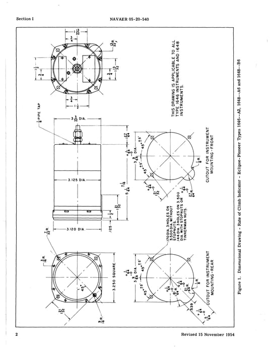 Eclipse-Pioneer Rate of Climb Indicators AN5825-5, -6, AN5825T6 Service, Overhaul, Parts 05-20-540