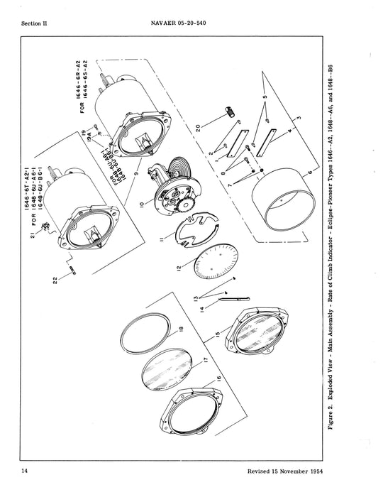 Eclipse-Pioneer Rate of Climb Indicators AN5825-5, -6, AN5825T6 Service, Overhaul, Parts 05-20-540