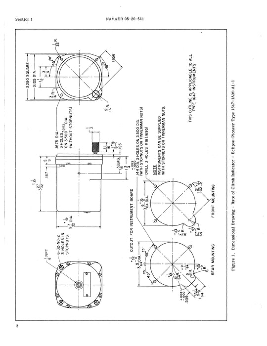 Eclipse-Pioneer  Rate of Climb Indicators 1647-1AM-A1-1 Service, Overhaul, Parts 05-20-541