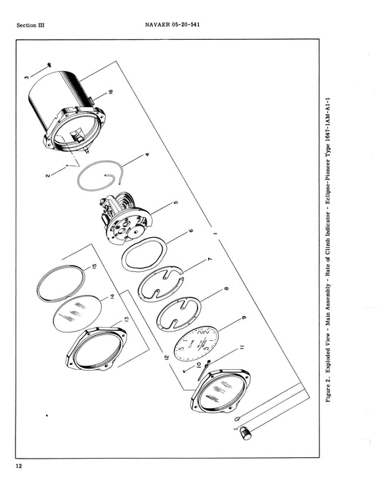 Eclipse-Pioneer  Rate of Climb Indicators 1647-1AM-A1-1 Service, Overhaul, Parts 05-20-541