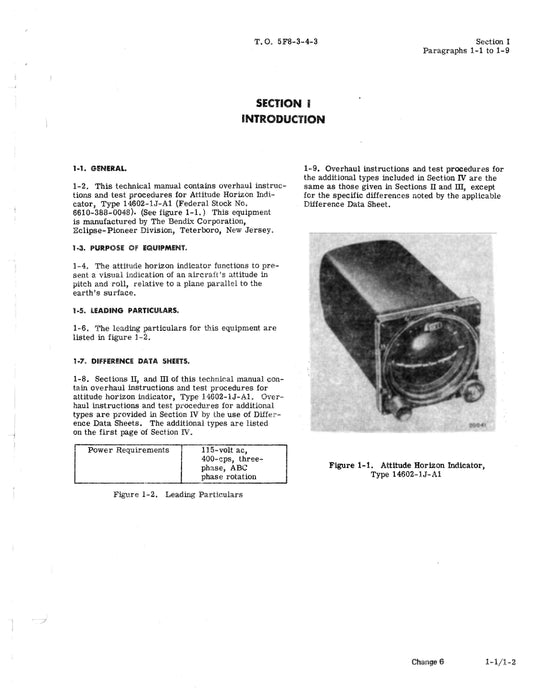 Eclipse-Pioneer Attitude Horizon Indicator Part No. 14602, 14613 Overhaul Manual TO 5F8-3-4-3