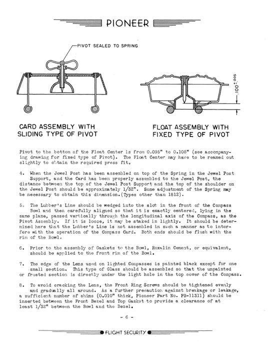 Bendix Magnetic Compasses Types 1803, 1808, 1810, 1812, 1813, 1814, 1818, 1819, 1820, 1821, 1823, 1824, 1825 Service Manual