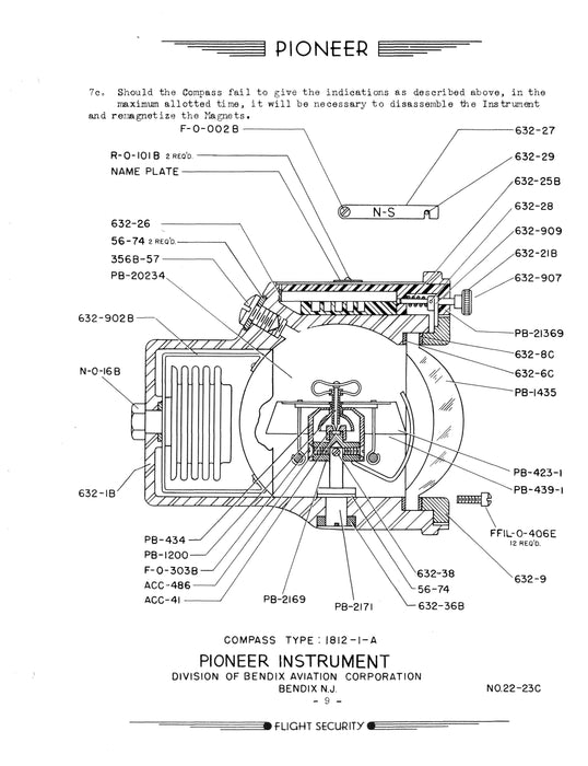 Bendix Magnetic Compasses Types 1803, 1808, 1810, 1812, 1813, 1814, 1818, 1819, 1820, 1821, 1823, 1824, 1825 Service Manual