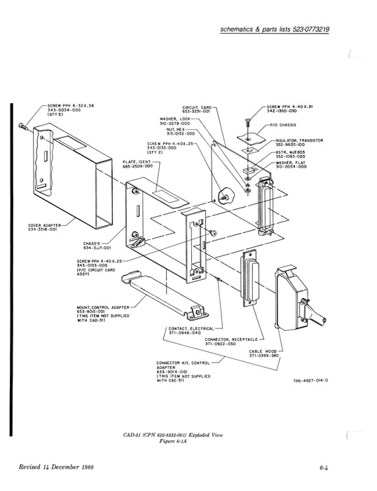 Collins CAD-31 & CAD-62 Control Adapters Instruction Book (Repair Manual) 523-0773216-00411A