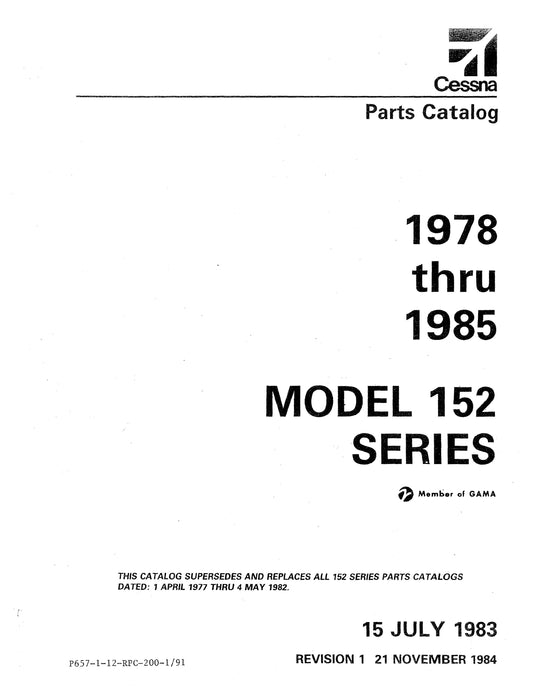 Cessna Model 152 Series 1978 thru 1985 Illustrated Parts Catalog
