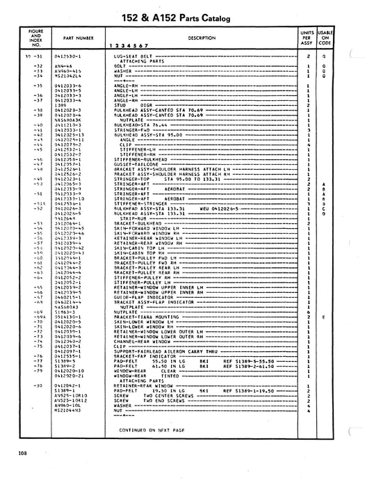 Cessna Model 152 Series 1978 thru 1985 Illustrated Parts Catalog