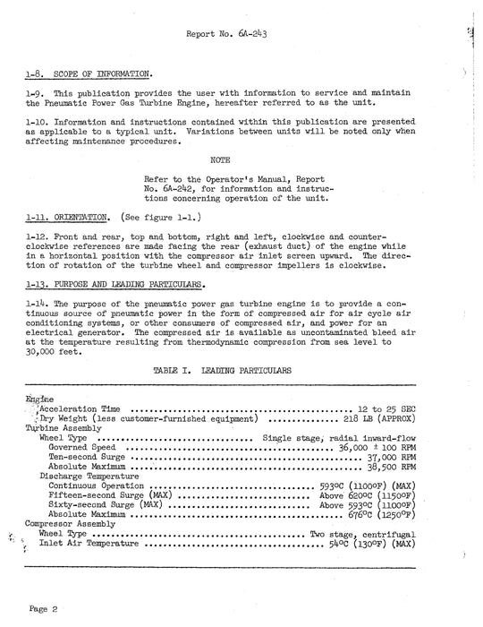 Garrett GTC85-37 Pneumatic Power Gas Turbine Engine Maintenance Manual Report No 6A-243