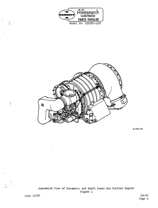 Garrett GTCP85-129 Pneumatic and Shaft Power Gas Turbine Engine Illustrated Parts Catalog