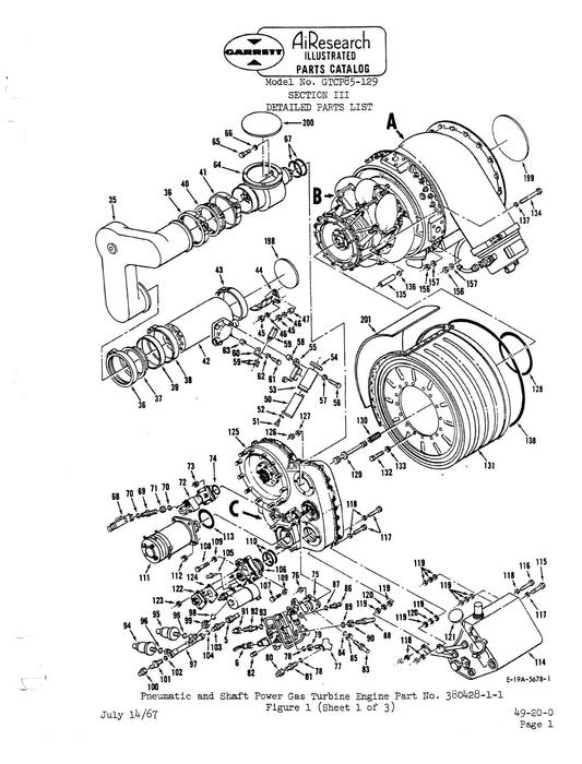 Garrett GTCP85-129 Pneumatic and Shaft Power Gas Turbine Engine Illustrated Parts Catalog