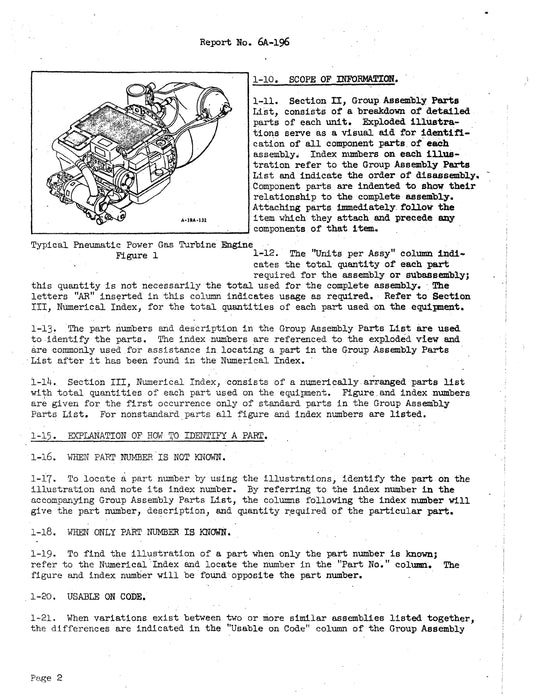 Garrett GTC85-37 Pneumatic Power Gas Turbine Engine Parts Catalog Report No. 6A-196